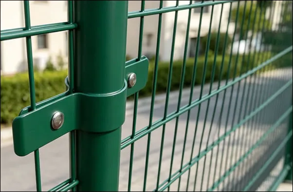 Green coated low carbon steel twin wire welded fence