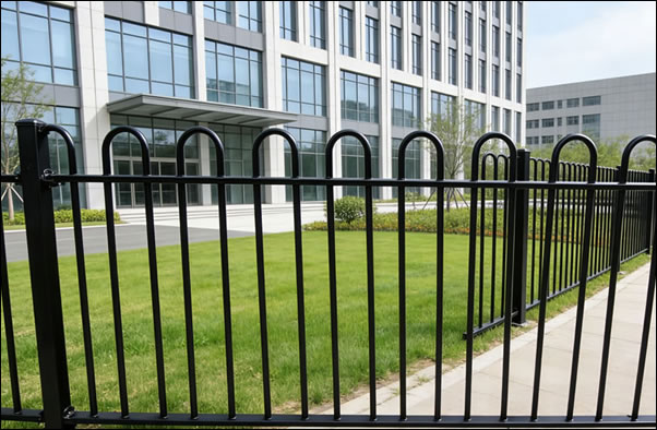 Galvansied black coated bow top steel fencing 1m high