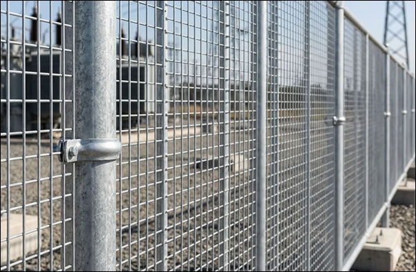 Perimeter steel mesh fencing for warehouse logistics