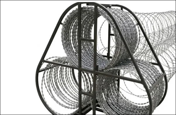 Mobile triple coil concertina wire for military uses